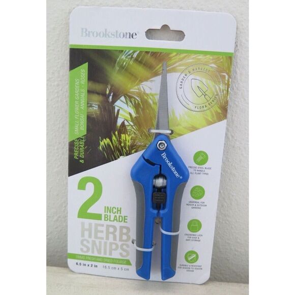 Brookstone GA0202-BLA Blue Herb Snips, 2" Steel Blade - Picture 1 of 5